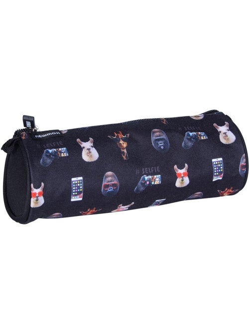 Estuche redondo con cremallera tema selfie de tejido 22 x 8 cm - Kiabi Estuche redondo con cremallera tema selfie de tejido 22 x 8 cm - Kiabi