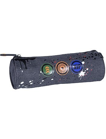 Estuche redondo estampado splash denim kip 22 x 7 cm cierre con cremallera