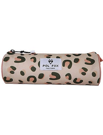 Estuche redondo niña POL FOX Crush rosa motivo leopardo