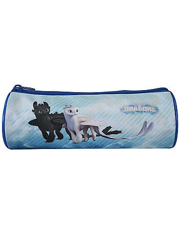 Estuche redondo niño DRAGONS azul 1 compartimento