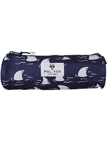 Estuche redondo niño POL FOX Shark azul marino motivo tiburón