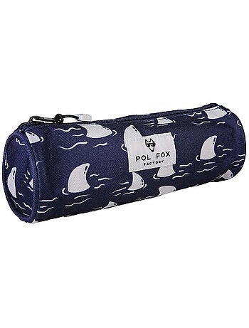 Estuche redondo niño POL FOX Shark azul marino motivo tiburón
