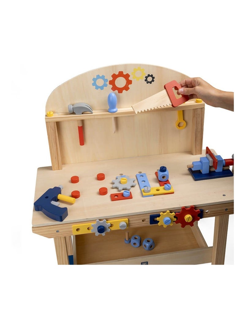 EUREKAKIDS - Banco de trabajo de bricolaje de madera para niños - De 3 a 12 años Azul beige - Kiabi