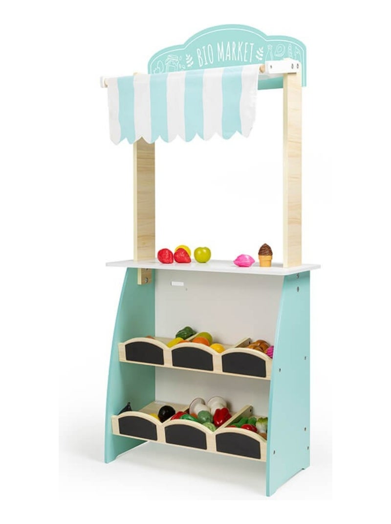 EUREKAKIDS - Banco de trabajo de comerciante de madera para niños - De 3 a 12 años Azul - Kiabi