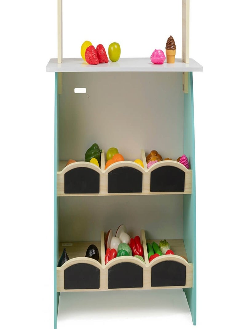 EUREKAKIDS - Banco de trabajo de comerciante de madera para niños - De 3 a 12 años Azul - Kiabi