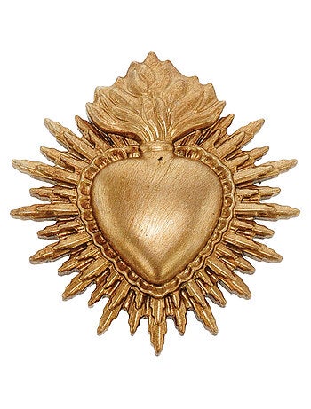 Exvoto corazón dorado para decoración de pared