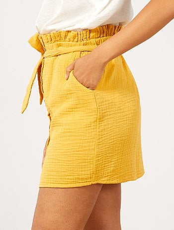 Falda abotonada de gasa de algodón - Kiabi