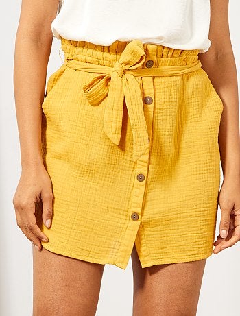 Falda abotonada de gasa de algodón - Kiabi