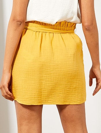 Falda abotonada de gasa de algodón - Kiabi