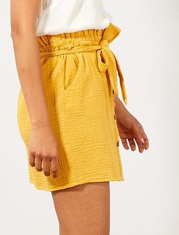 Falda abotonada de gasa de algodón - Kiabi