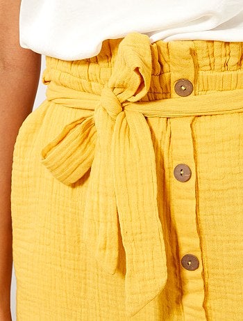 Falda abotonada de gasa de algodón - Kiabi