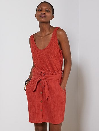 Falda abotonada de gasa de algodón - Kiabi