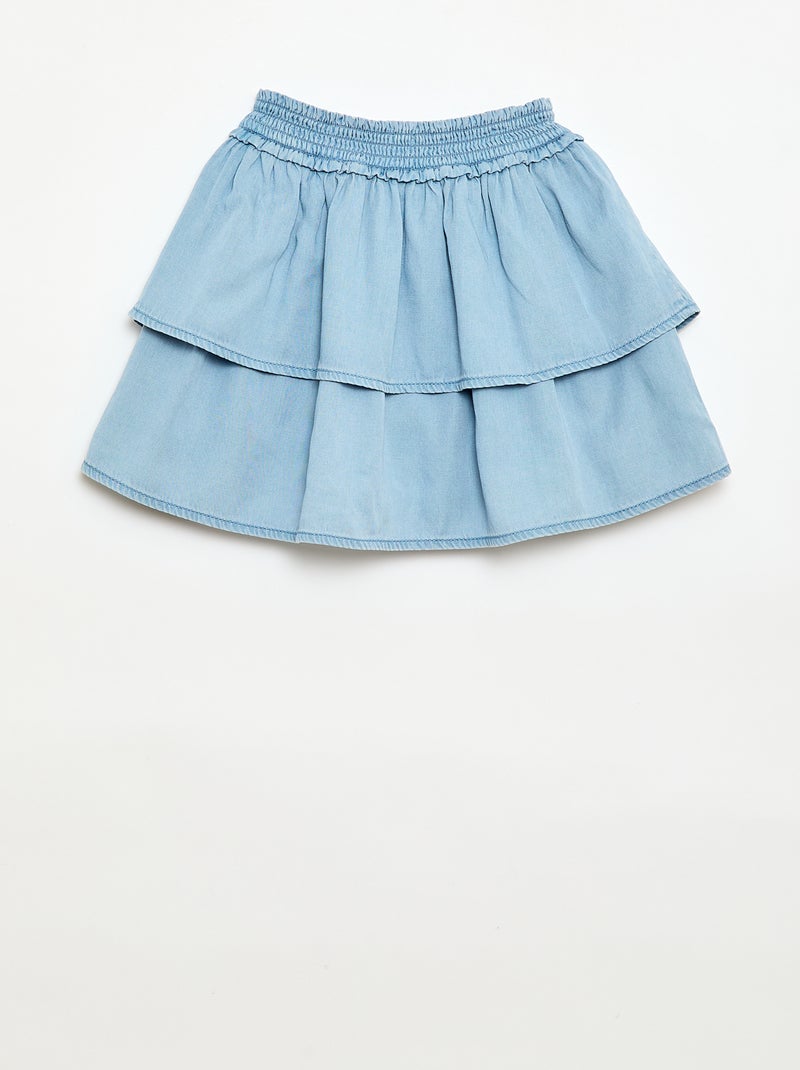 Falda acampanada con cintura elástica de algodón Azul - Kiabi