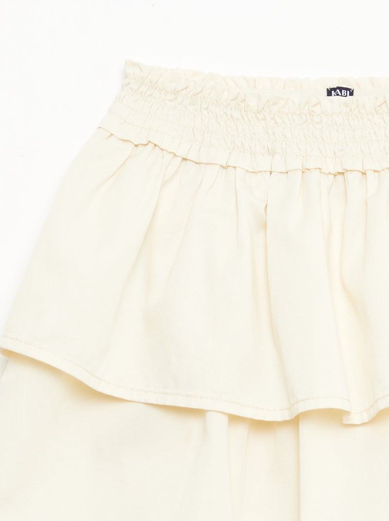 Falda acampanada con cintura elástica de algodón Blanco - Kiabi