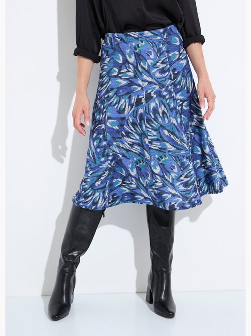 Falda acampanada de largo medio en punto cálido estampado - Kiabi