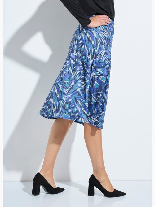 Falda acampanada de largo medio en punto cálido estampado - Kiabi