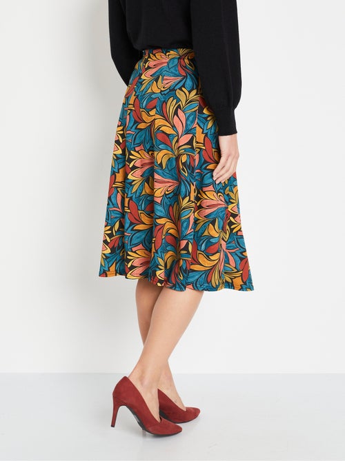 Falda acampanada estampada de largo medio con cintura elástica - Kiabi