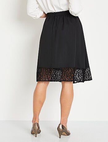 Falda acampanada lisa de largo medio con encaje - Afibel