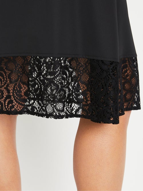 Falda acampanada lisa de largo medio con encaje - Afibel - Kiabi