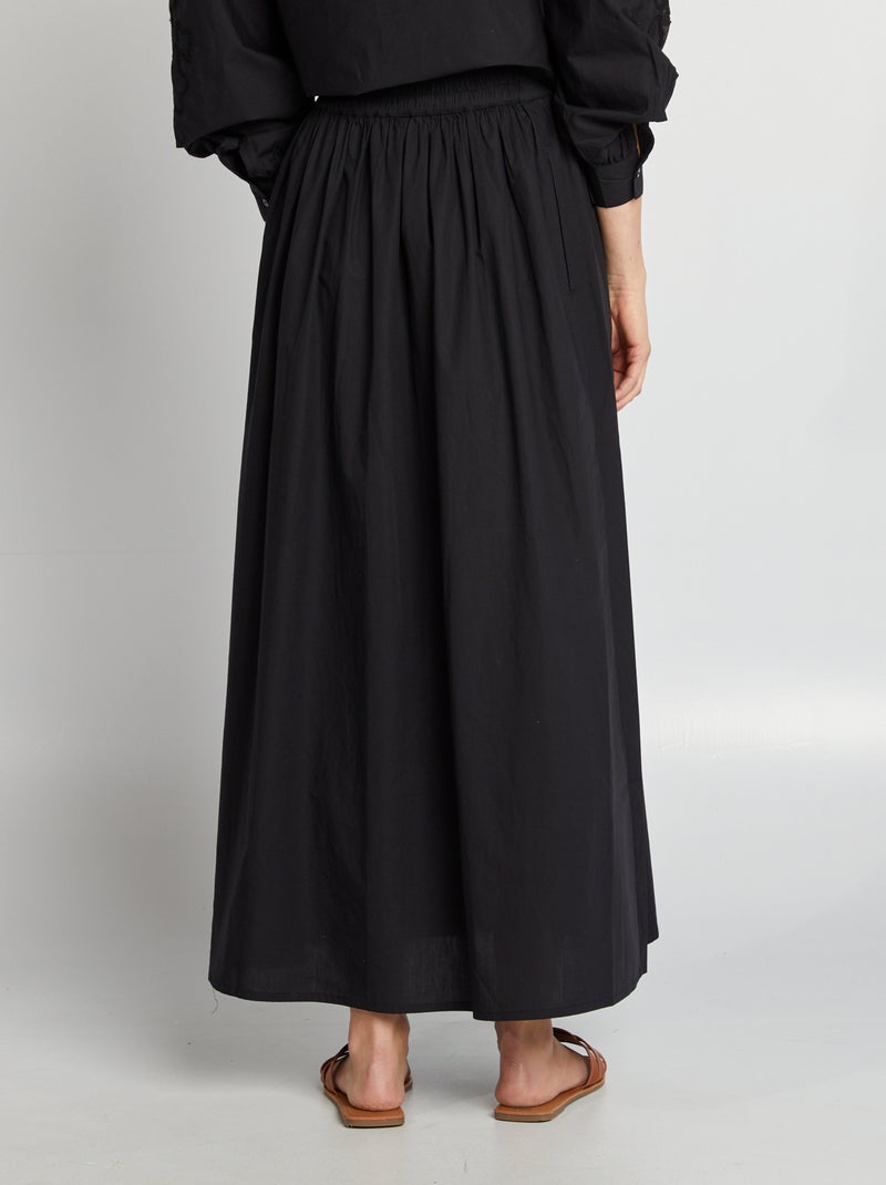 Falda ancha de popelina negro - Kiabi