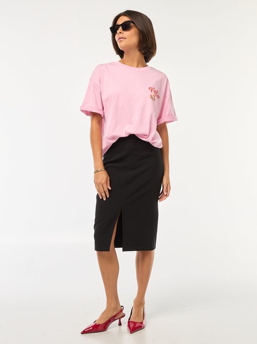 Falda ancha de tiro alto - Kiabi