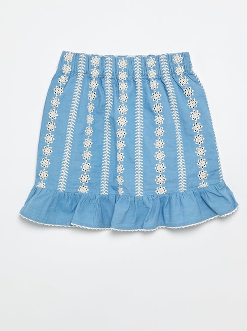 Falda bordada de corte a la rodilla - Kiabi