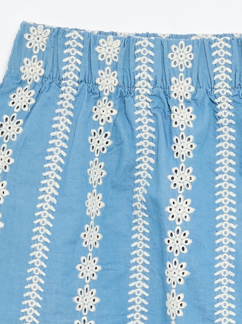 Falda bordada de corte a la rodilla Azul - Kiabi
