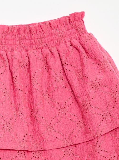 Falda con bordado inglés y volantes - Kiabi