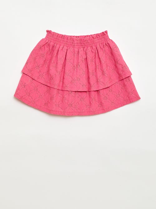 Falda con bordado inglés y volantes - Kiabi