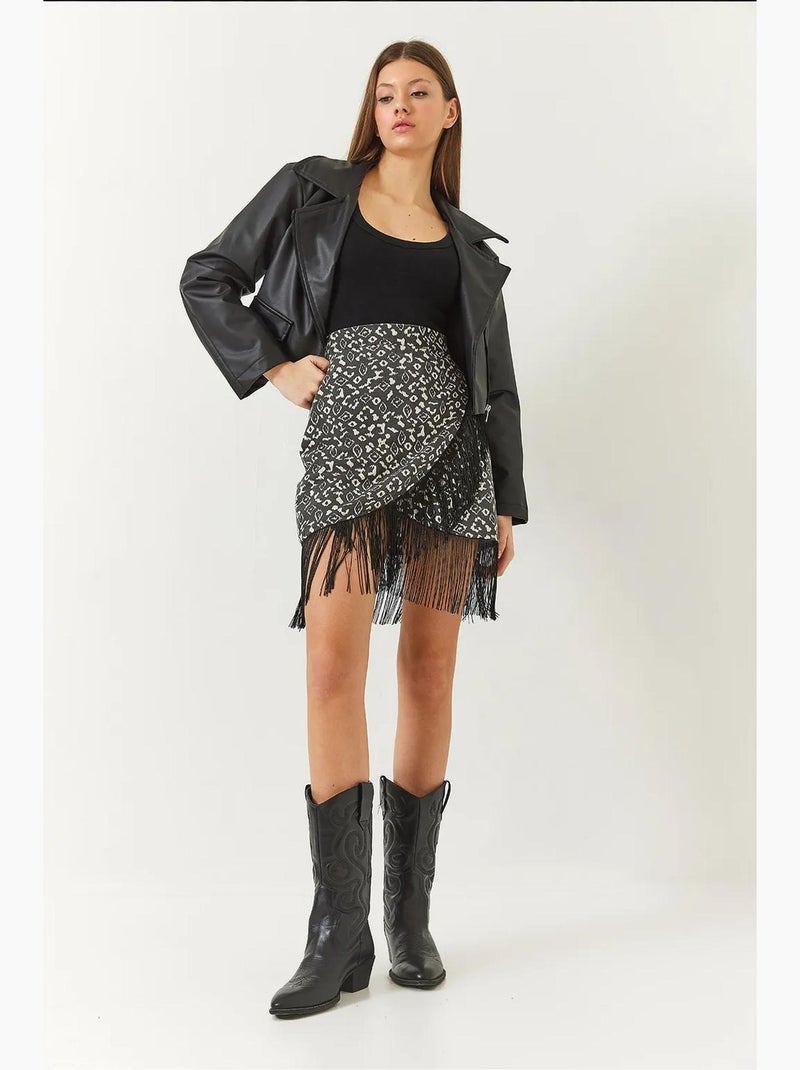 Falda con borlas estampadas y detalle cruzado lucci Gris oscuro - Kiabi