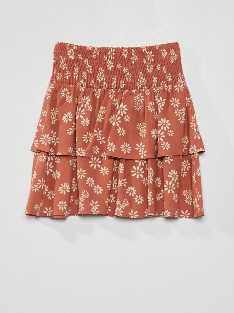 Falda con capas y cintura fruncida ROSA - Kiabi