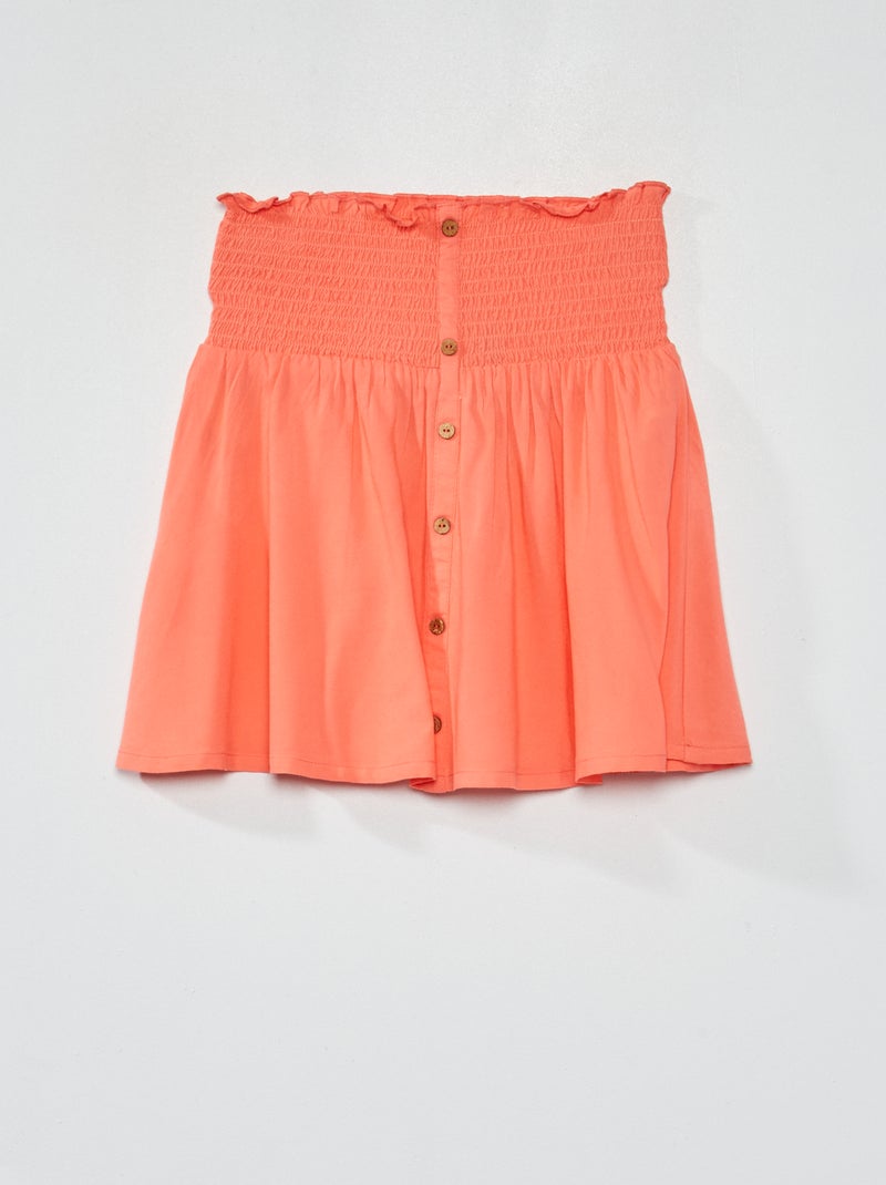 Falda con cintura fruncida naranja - Kiabi