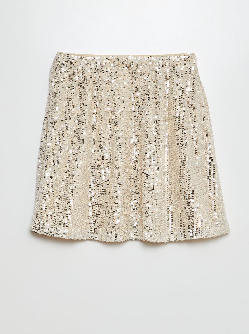 Falda con lentejuelas evasé BEIGE - Kiabi