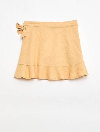 Falda con volantes en mezcla de lino