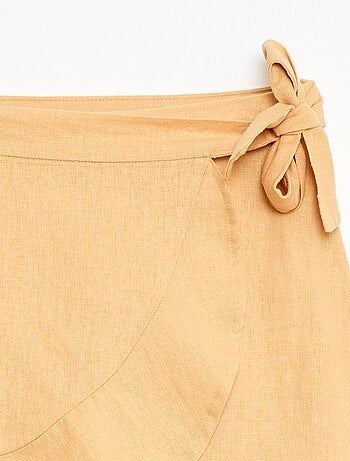 Falda con volantes en mezcla de lino