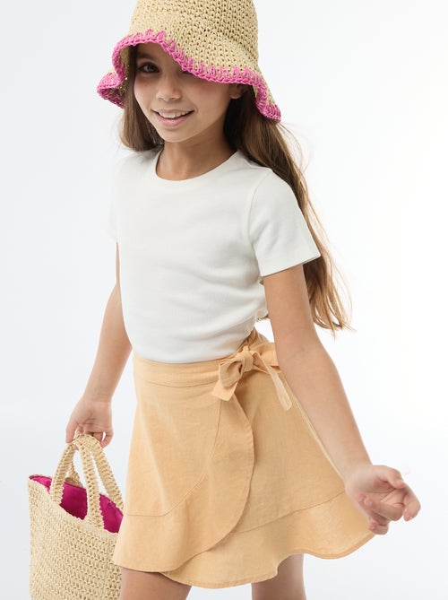 Falda con volantes en mezcla de lino - Kiabi