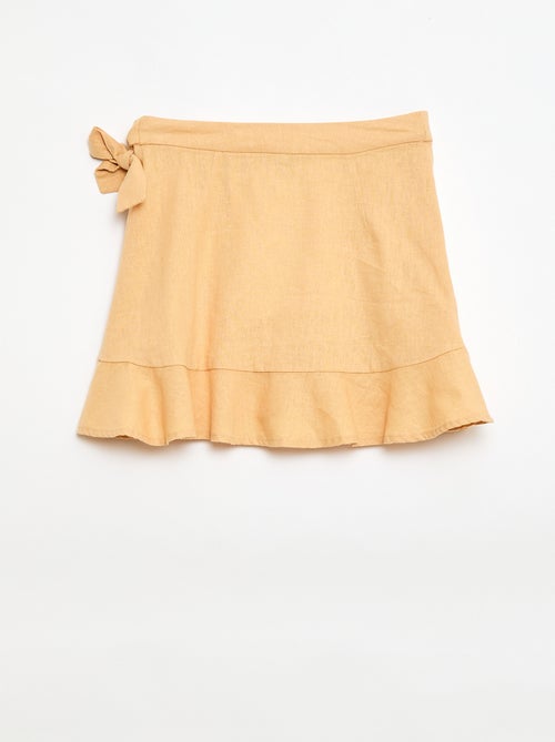 Falda con volantes en mezcla de lino - Kiabi