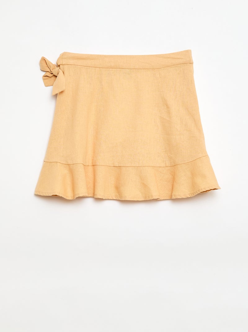 Falda con volantes en mezcla de lino Amarillo - Kiabi