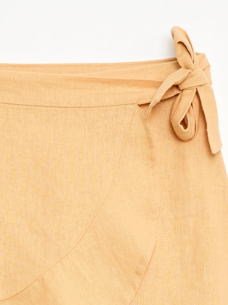 Falda con volantes en mezcla de lino Amarillo - Kiabi
