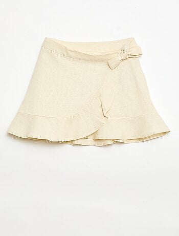 Falda con volantes en mezcla de lino