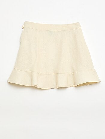 Falda con volantes en mezcla de lino