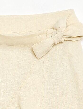 Falda con volantes en mezcla de lino