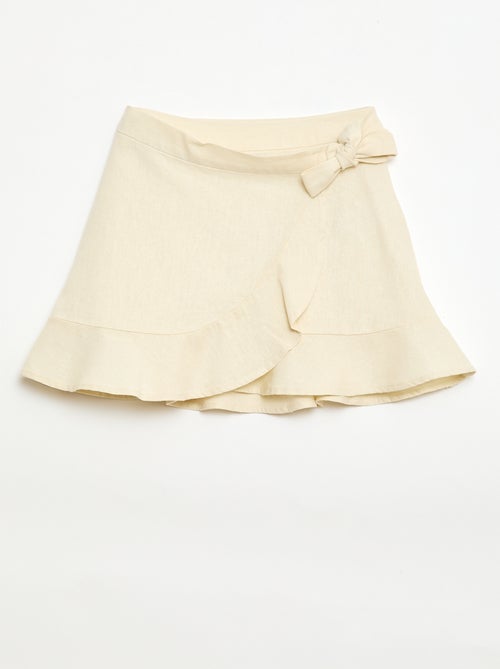 Falda con volantes en mezcla de lino - Kiabi