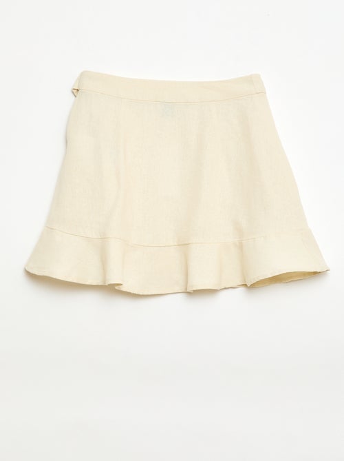 Falda con volantes en mezcla de lino - Kiabi
