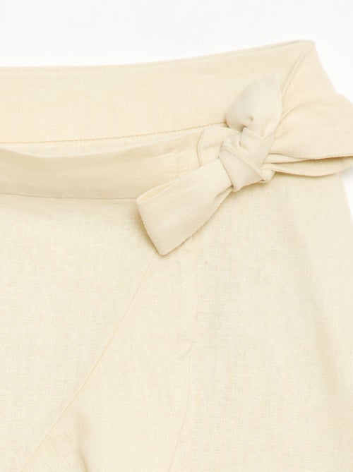 Falda con volantes en mezcla de lino - Kiabi