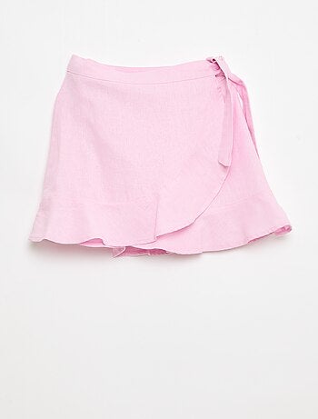 Falda con volantes en mezcla de lino