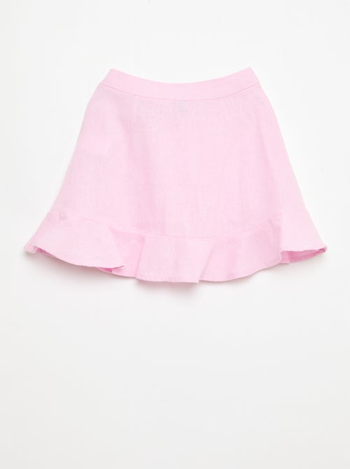 Falda con volantes en mezcla de lino - Kiabi