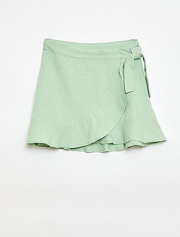 Falda con volantes en mezcla de lino