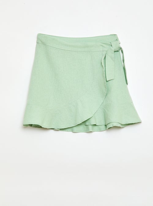 Falda con volantes en mezcla de lino - Kiabi