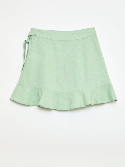 Falda con volantes en mezcla de lino - Kiabi